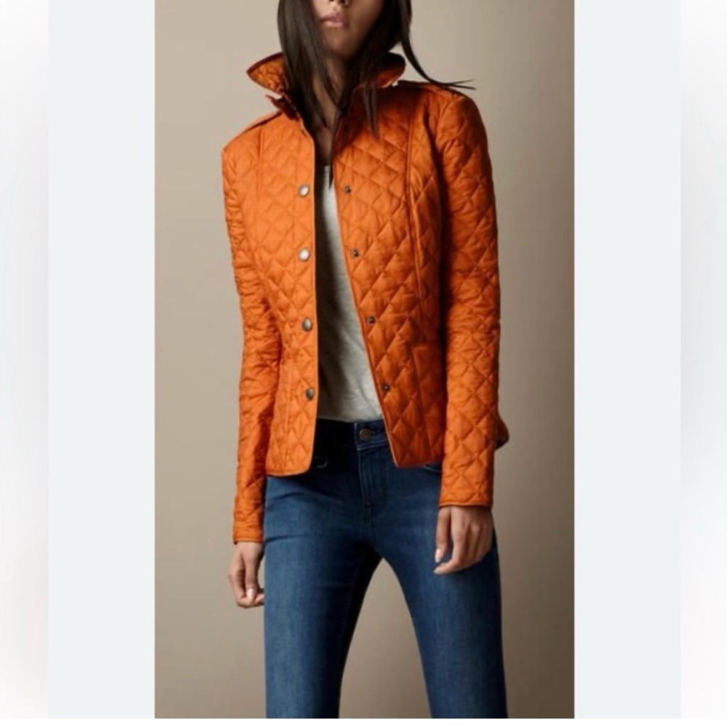 Burberry Orange Quilted Women's Puffer Jacket